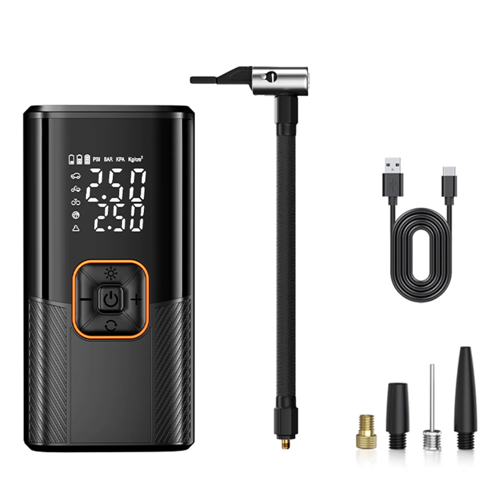 

Портативный электрический воздушный насос NEWBEAT черный/оранжевый