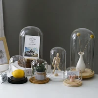 doll figure transparent display box immortal flower glass cover glass display cloche office home table top decoration