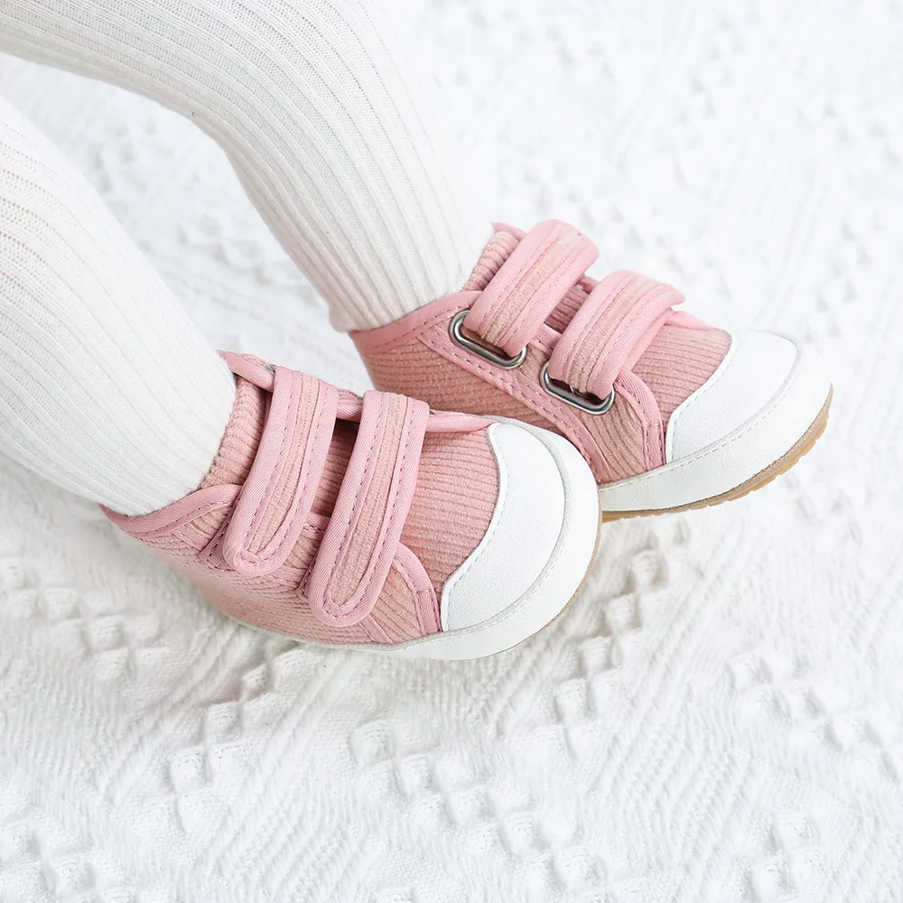 

Baby Boys Girls Shoes Christening Solid Color High Top Corduroy 0-1 Year Old Shoes Spring Autumn Newborn First Walkers