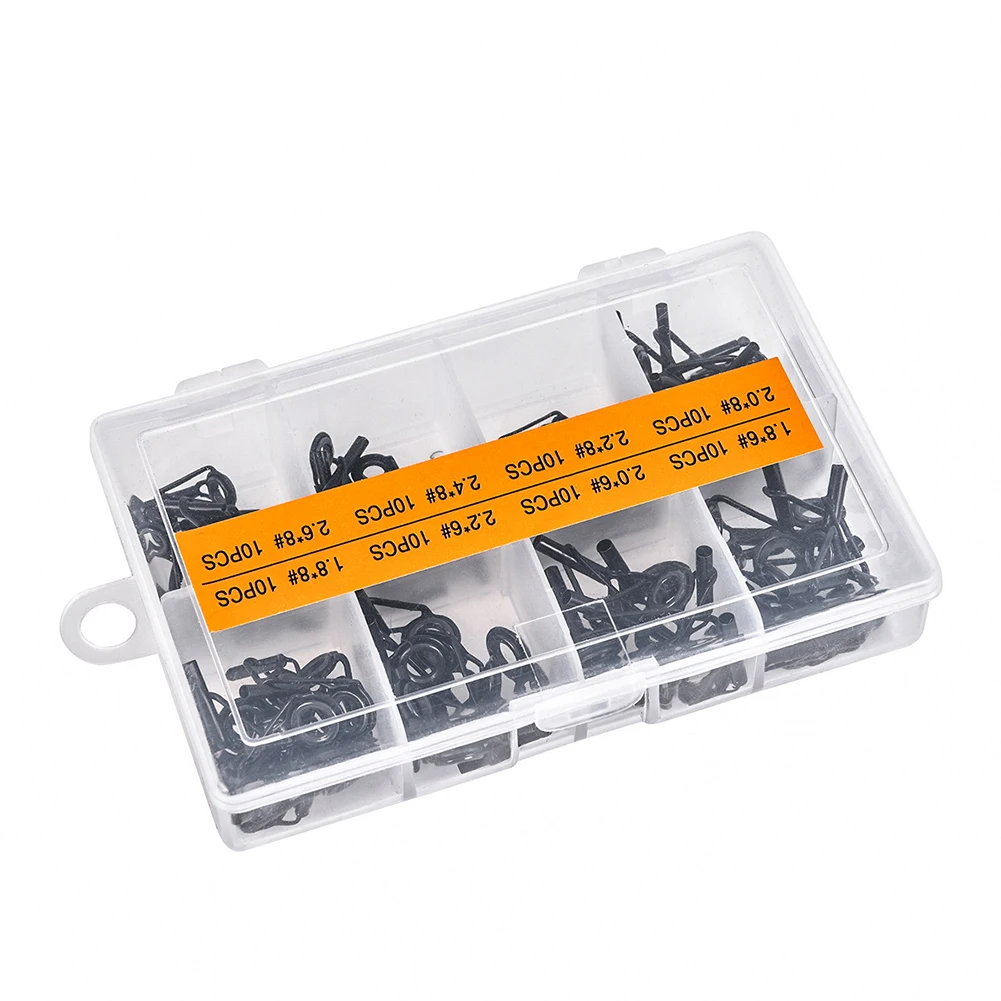 

80pcs Fishing Rod Accessories Sturdy Replacement Guide Tip Kit Eye Rings Wear Resistant Multi Size Black Practical Removable
