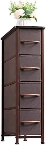 

Dresser with 4 Drawers, Slim Storage Chest of Drawers with Removable Fabric Drawers for Closet Small Spaces Bathroom Bedroom Lau