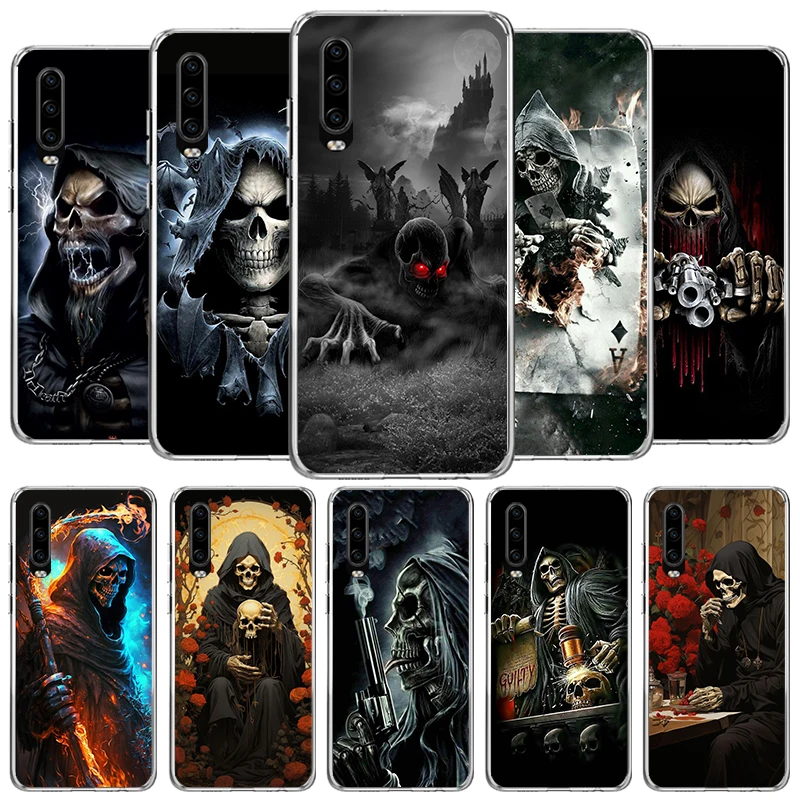 Чехол для телефона Reaper Skull Skeleton Gun Huawei P40 P30 P20 P10 Lite Mate 20 10 Pro P Smart Z Y5 Y6 Y7 Y9S Soft Fundas She
