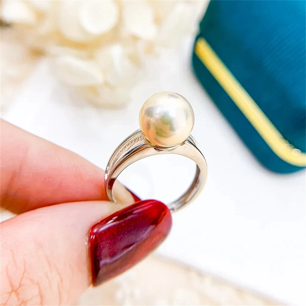 

Genuine Solid S925 Sterling Silver Plated 18K Gold Resizable Classic Rings Settings Base Women DIY Pearl Ring Accessory No Pearl