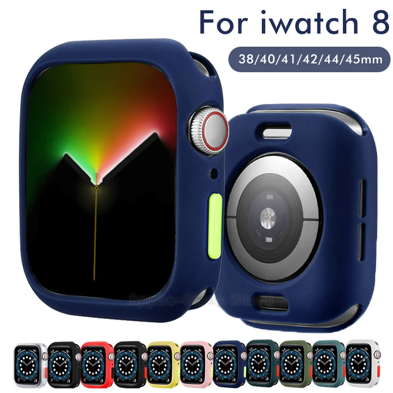 Rubber Case for Apple Watch Series 8 7 se 6 5 44mm 41mm 45mm Bezel Soft Silicone Protector Accessories for iWatch 42mm 38mm 40mm