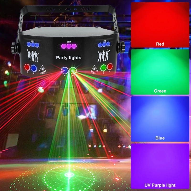 Цена Лазерная Светодиодная лампа YSH15 Eyes прожектор стробоскоп DJ светильник щение звуковая светильник вечерние НКА свет УФ Хэллоуин Бар для дома Р...