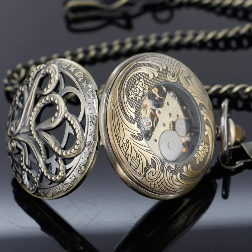 Механические карманные часы PJX1650 с дизайном осьминога