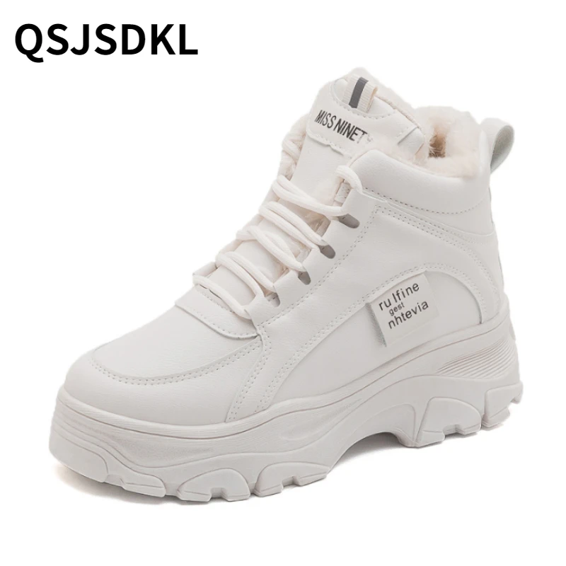 

Кроссовки женские зимние, удобные плюшевые теплые ботинки, повседневная спортивная обувь на платформе для скейтборда