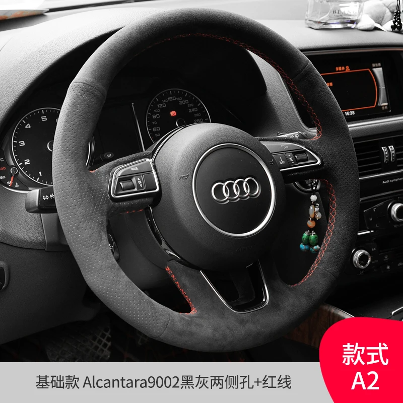 

DIY hand-sewn steering wheel cover fit for Audi A3 A5 A7 A4L A6L Q3 Q5L Q7 A1 RS3 RS4 TT leather suede grip cover