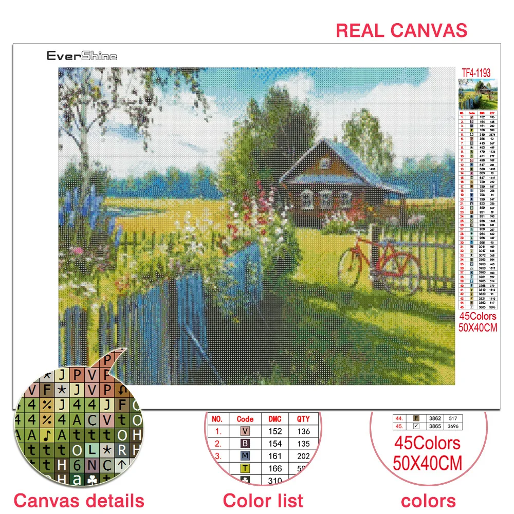 evershine 5d diy diamond painting house landscape full square round diamond mosaic village embroidery spring kits home decor free global shipping