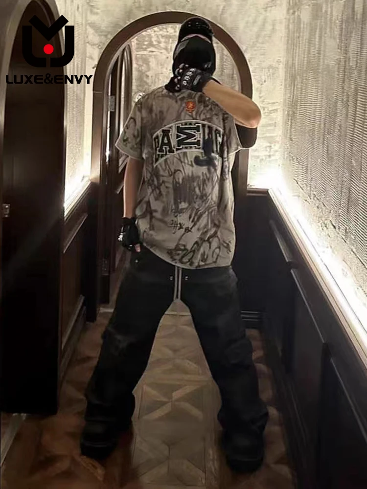 

Роскошные & ENVY вышитые значки ручной работы граффити сделать грязно Изношенные Короткие рукава сделать старые Личные футболки весна осень 2023 Новинка