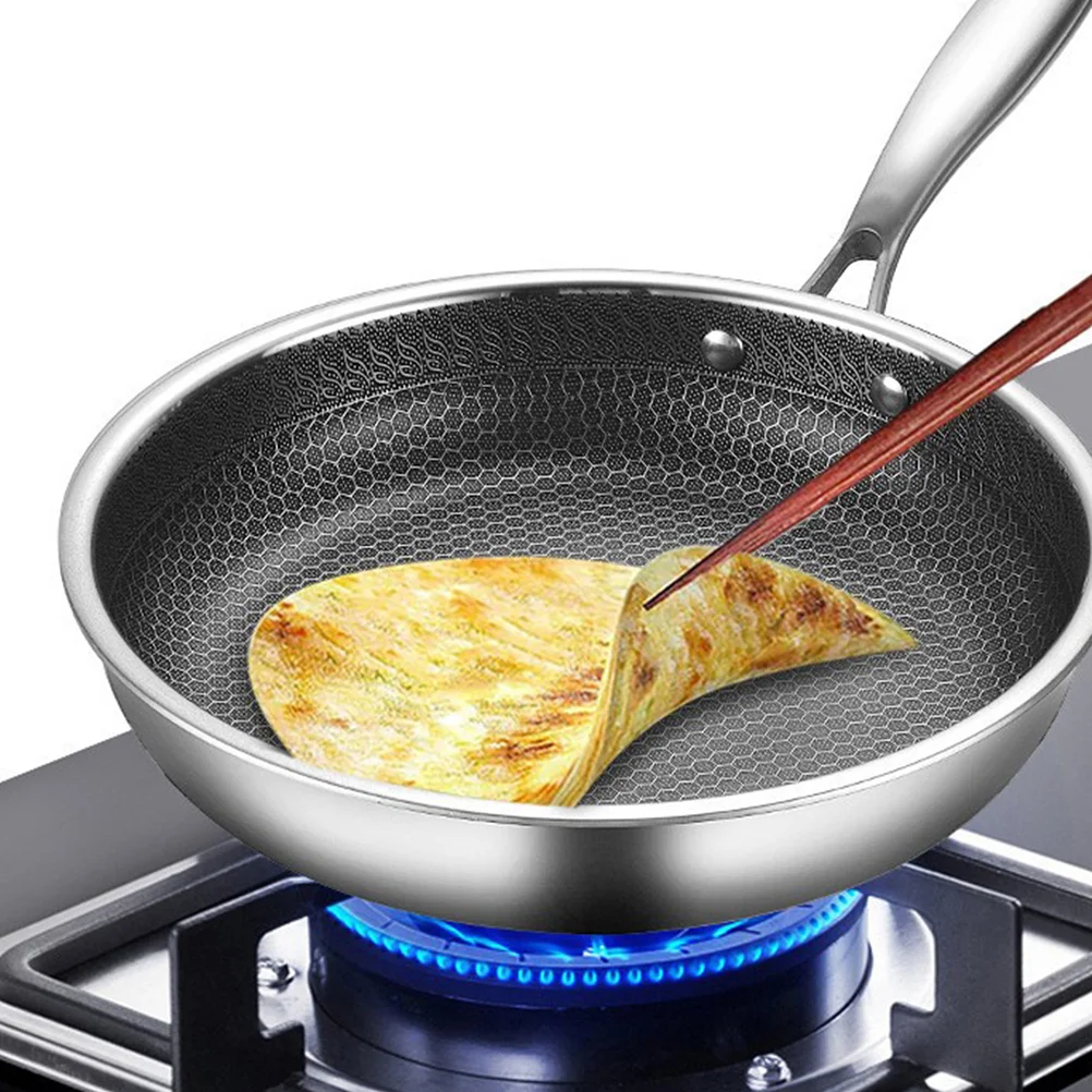 

Stainless Steel Wok Honeycomb Heavy Duty Kitchen Supplies Woks Pan Induction Stove Utensil Everyday Gas Work Frying Pans
