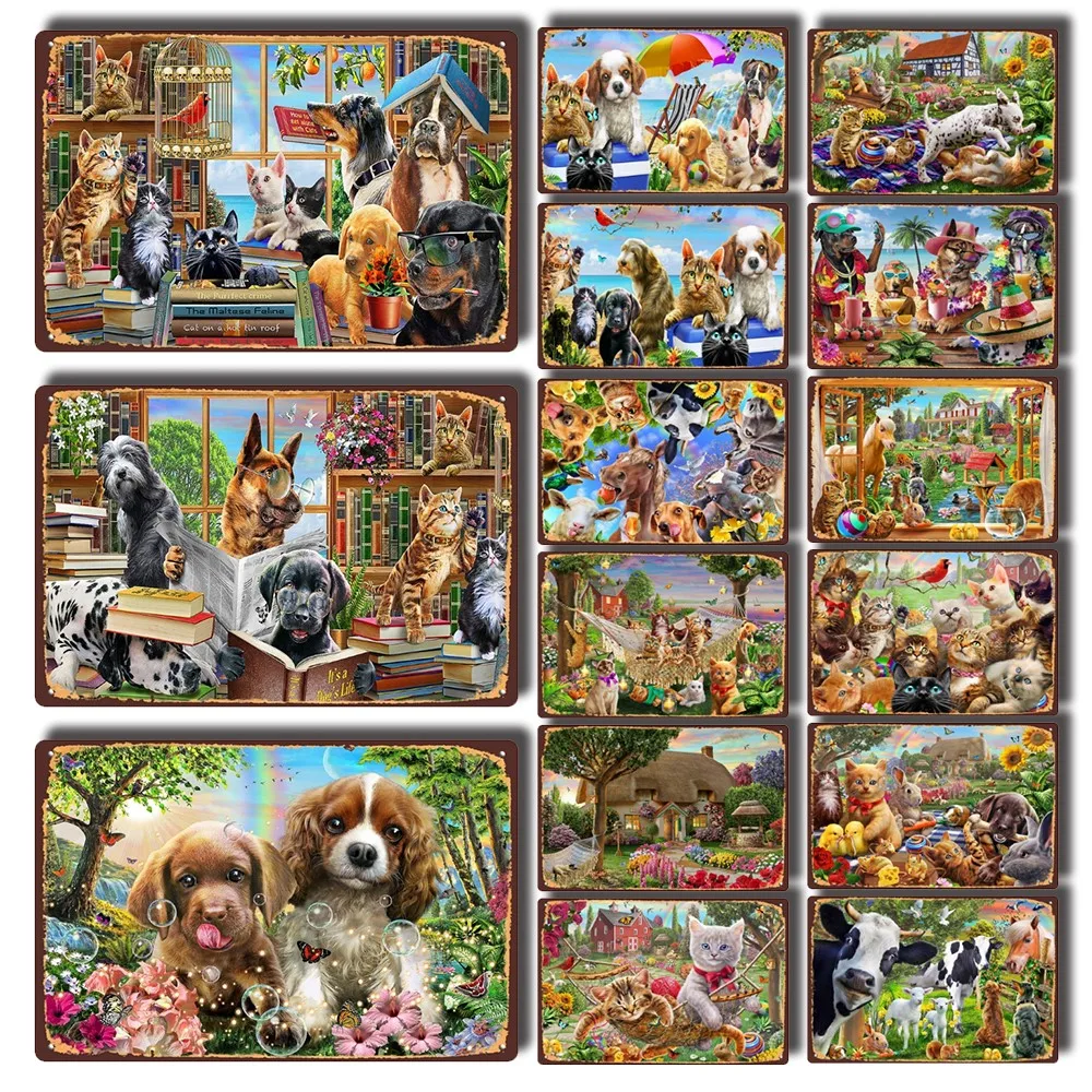 

[ Mike86 ] Love Cat And Dog Friend Pet Metal Poster Tin Sign Wall Home Man Cave Bar Art Iron Painting Pub S-25 20*30 CM