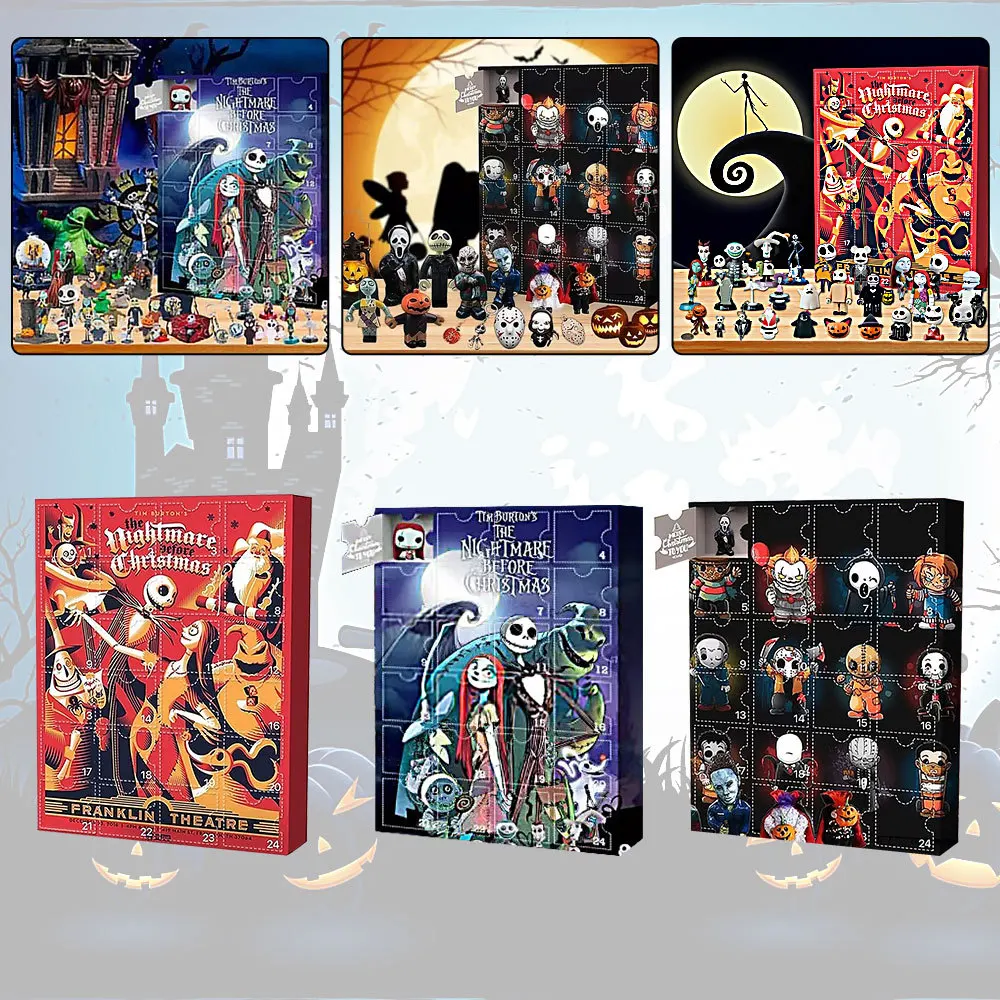 

New Advent Calendar Blind Box Advent With 24pcs Horror Figures Halloween Countdown Calendar Toys Collectible Figures Kids Gifts