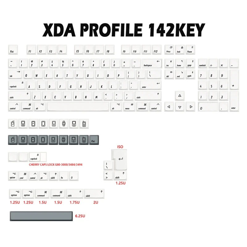 

896F 142-клавиши XDA профильные колпачки клавиш PBT DYE SUB для игровых механических переключателей клавиатуры