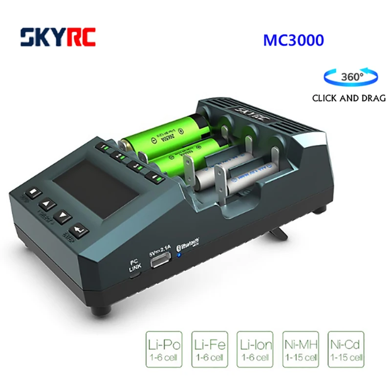 

Оригинальное зарядное устройство SKYRC MC3000, BT, умное приложение, управление ПК, многохимический Универсальный светодиодный экран, NiMH, NiCd, li-ion, ...