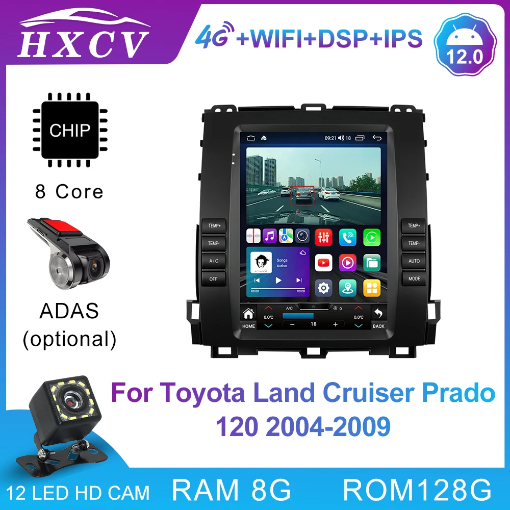 

Автомобильный радиоприемник Pro Android 11 для Toyota Land Cruiser Prado 120 2004-2009, мультимедийная стереосистема Carplay, GPS-навигация в стиле Тесла