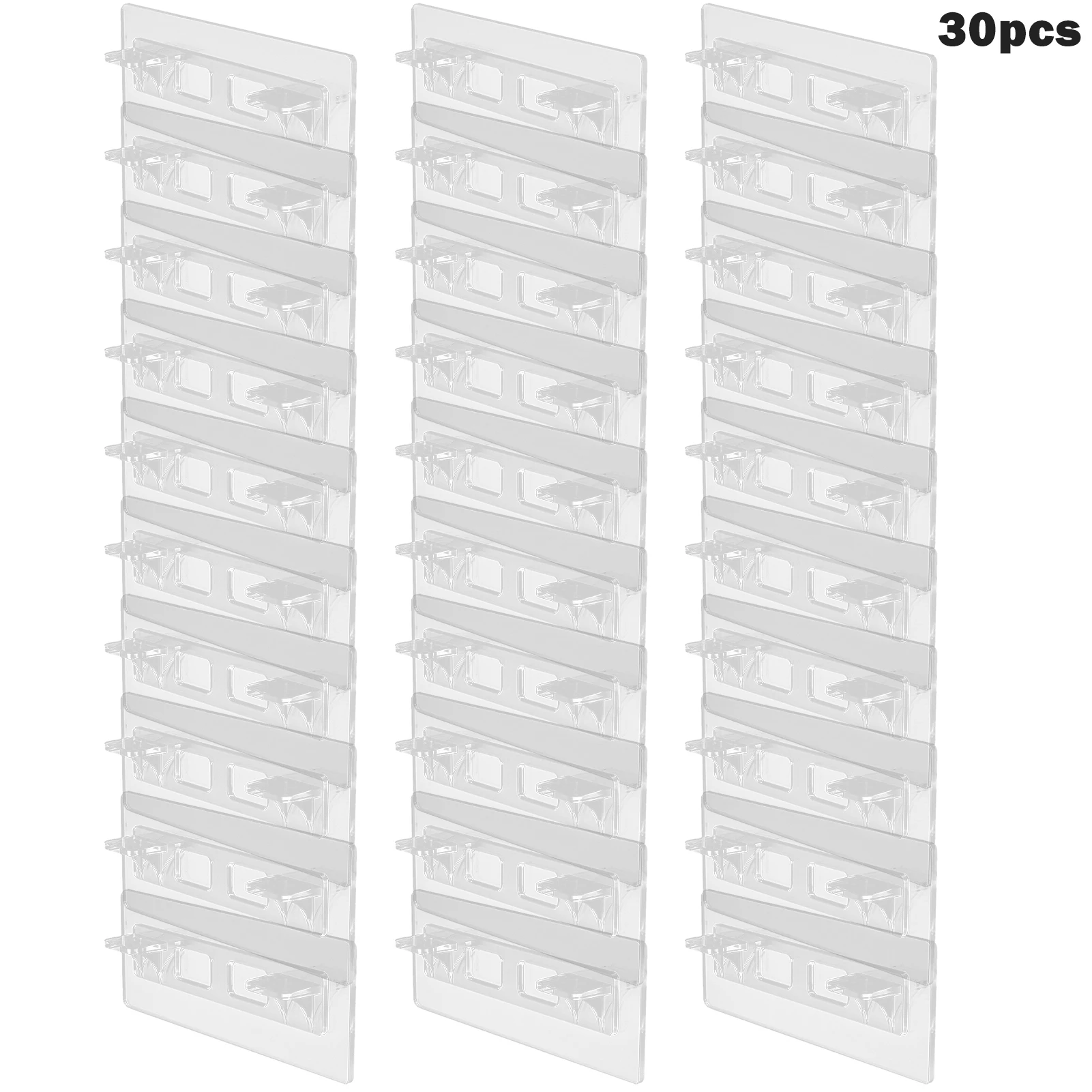 

30pcs Adhesive Shelf Bracket Clear Cabinet Kitchen Punch Free Support Pegs Clapboard Closet Bathroom Double Row Wall Hanger