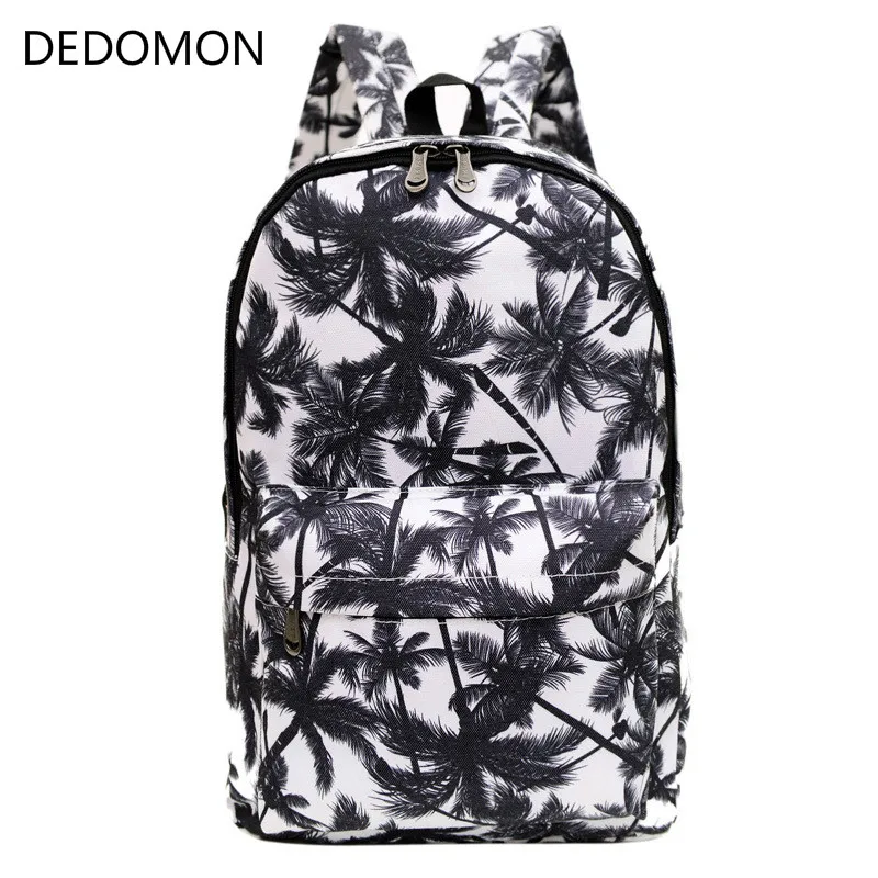 

2022 Coconut Tree Printing Laptop Backpack Women Canvas Bag Famous Brands Travel Backpacks Satchel School Bag for Teenage Girls