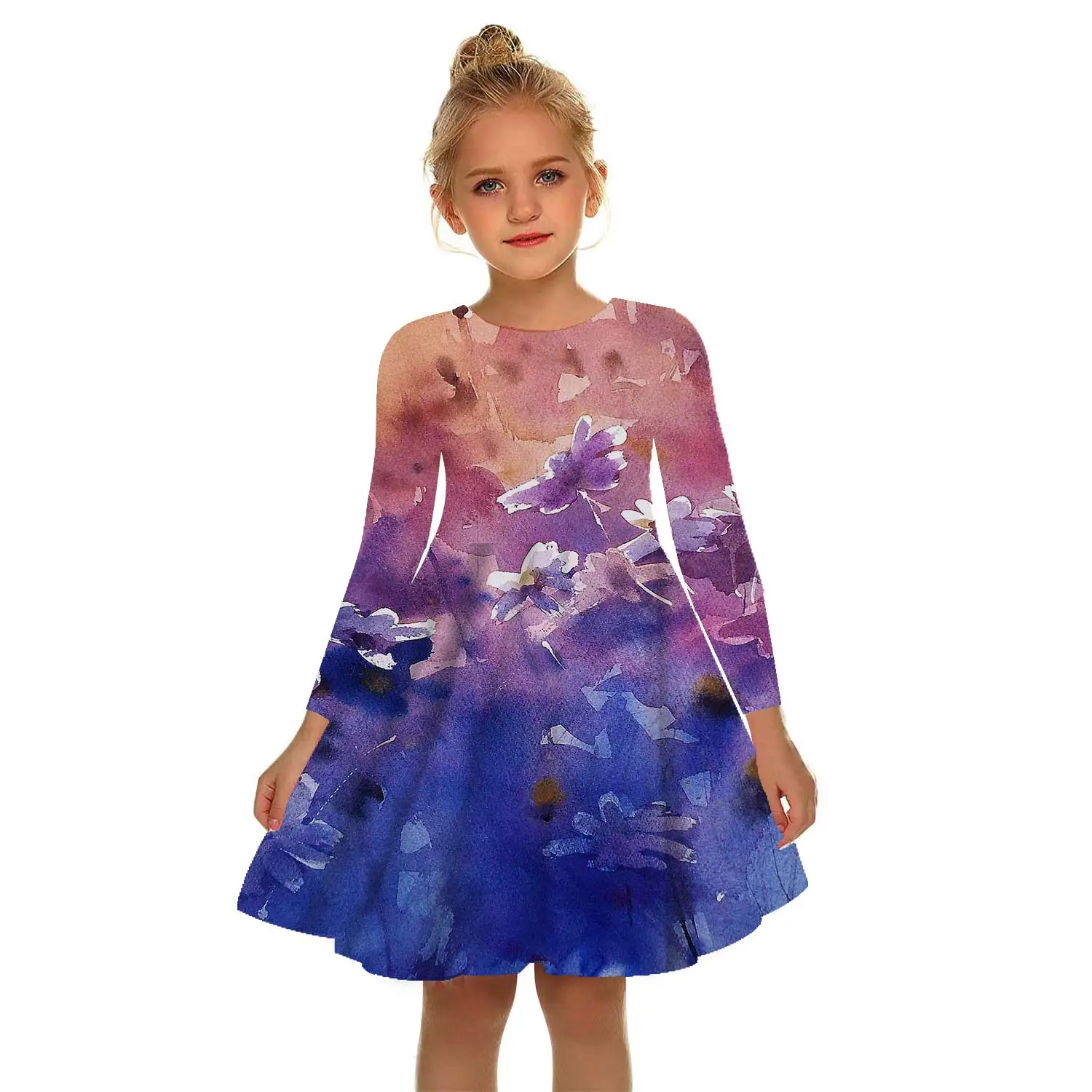 

2022 New Girls Dress Summer Dress Floral Graphic 3D Printing Girl kid's dress Girls Party Casual Dress Baby Kids 2-17 Years Old