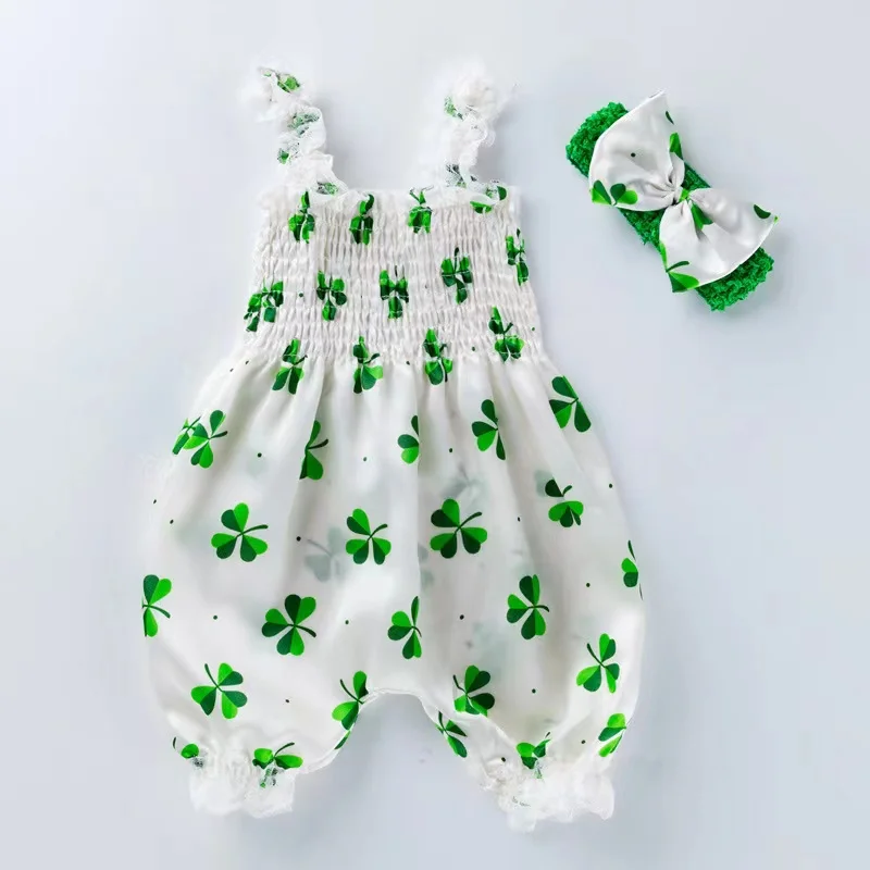 

2022 Girls Summer Backless Romper Baby Lace-up Bloomer Jumpsuit Infant Polyester Newborn Photography Costumes Props
