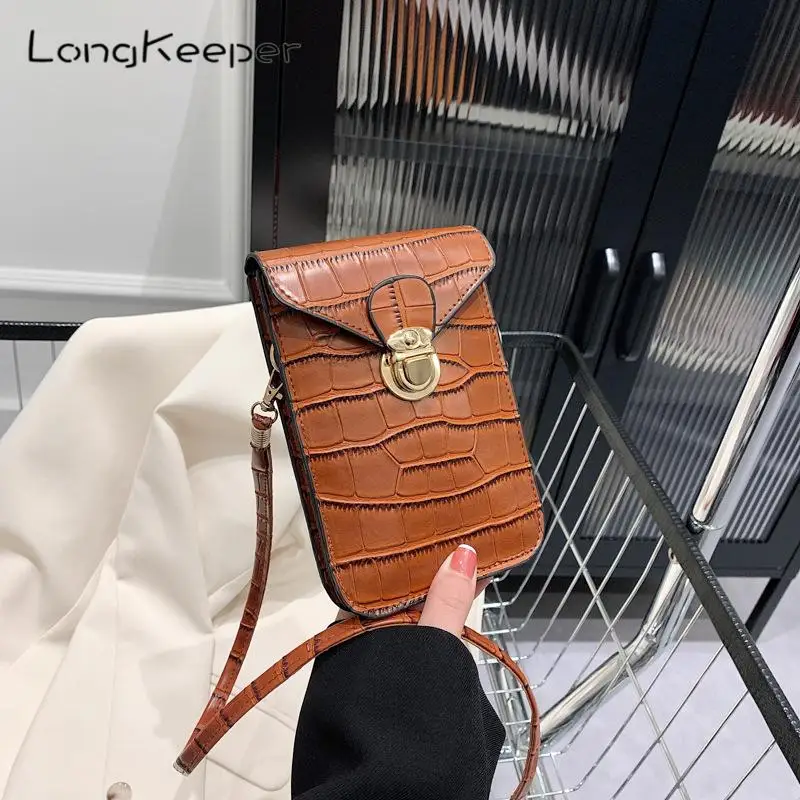 Longkeeper Silver Mobile Phone Mini Bags Wallets Clutch Purse Card Holder Shoulder Bag Lady Handbag Black Purse Handbag Flap