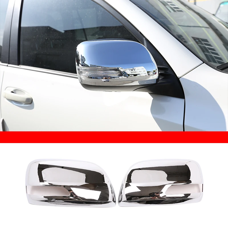 

2pcs Bright Silver Car Side Rear View Mirror Cover Trim Caps for Toyota Land Cruiser Prado 150 FJ150 2018 2019 2020 Accessories