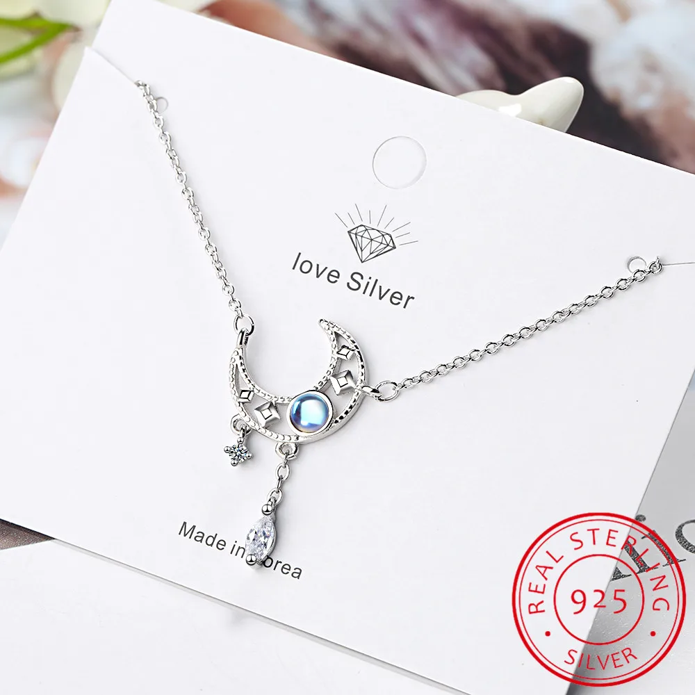 

Aurora Stars and Moon Pendant Necklace For Women Zircon s925 Silver Colorful Choke Elegant Fine Jewelry Birthday 2021 Gift
