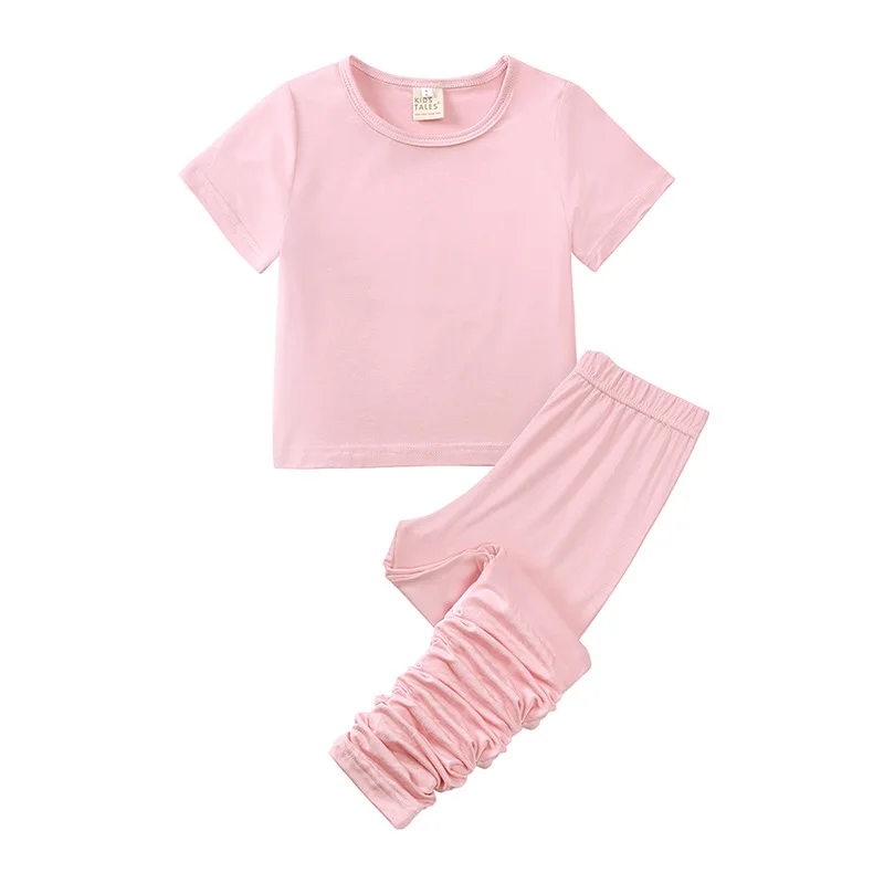 

Летняя одежда для маленьких девочек 2 шт. Однотонная футболка с коротким рукавом Топы + складные Брюки наряд для малышей Костюмы Повседневная Одежда для младенцев костюм