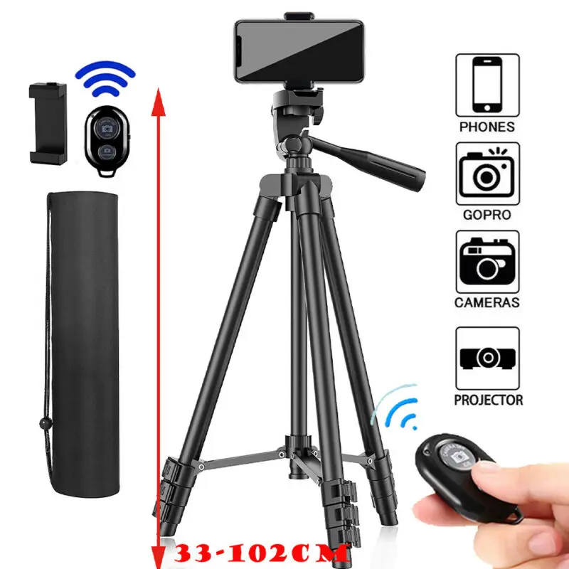 

Professional Camera Tripod Stand w/ Phone Holder bluetooth Remote Camera Holder Stands Monopod for Phone For Smartphone