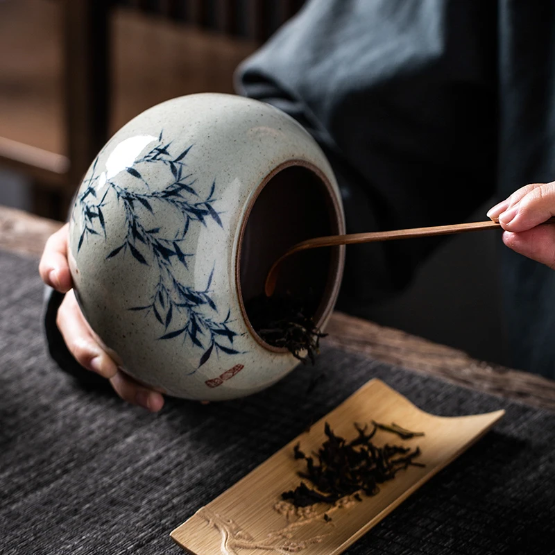 

Large Chinoiserie Tea Caddy 100g Porcelain Ceramic Jar Storage Storage Box Tea Caddies Coffee Set Theedoos Kitchen Organizer