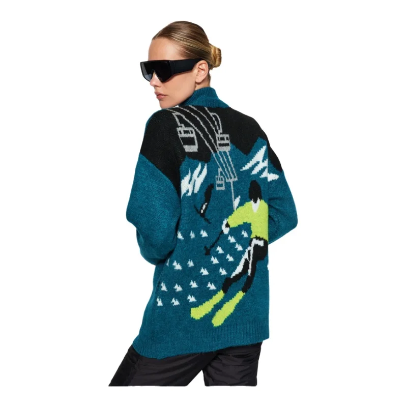 Trendyol TYZA Women's Pullovers Slogan Knitwear Oversized Sweaters Long Sleeve Tops