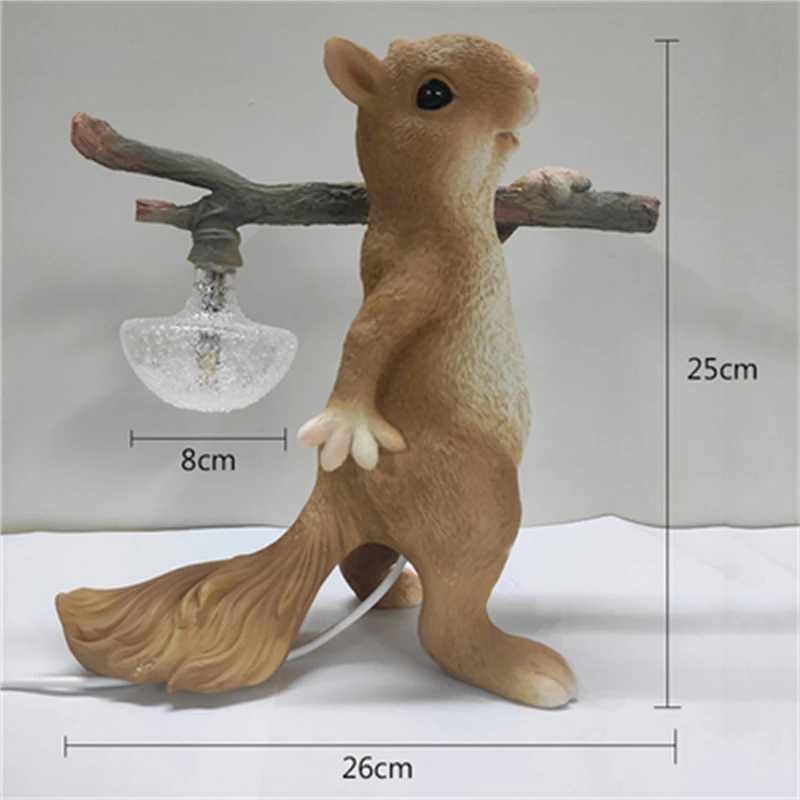 

Nordic Lights Simple Children's Study Resin Squirrel Table Lamp Bedroom Bedside Night Light Living Room Desktop Indoor Deco Lamp