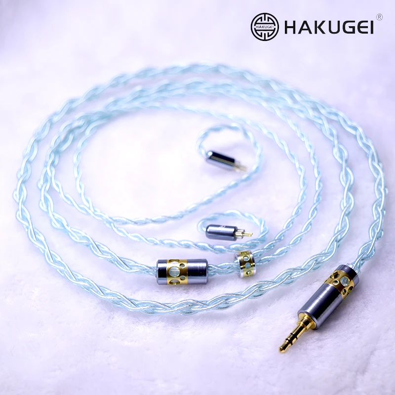 Фото Кабель Hi-Fi для наушников HAKUGEI Galaxy litz с посеребренным покрытием occ 0,78 mmcx 4,4 3,5 2,5 №4