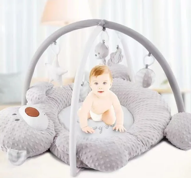 Baby Infant Play Gym Mat Playmat Activity Gym Floor Mat for Toddler Kids Soft Sleeping Mat With Hanging Toys Collapsible Blanket