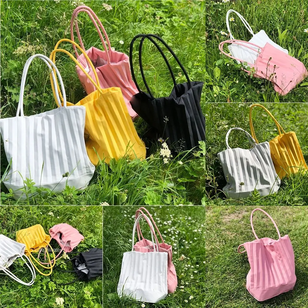 Милая плиссированная сумка-мешок в Корейском стиле однотонная шелковая