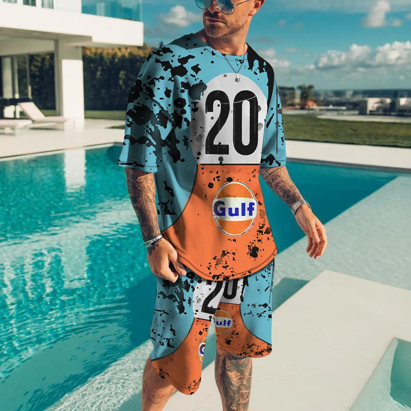 

Fashion Clothing Design Short Sleeve Oversized Men's T-Shirt Suit Plus Size Painted 3D Printing Colorful Casual Sportswear