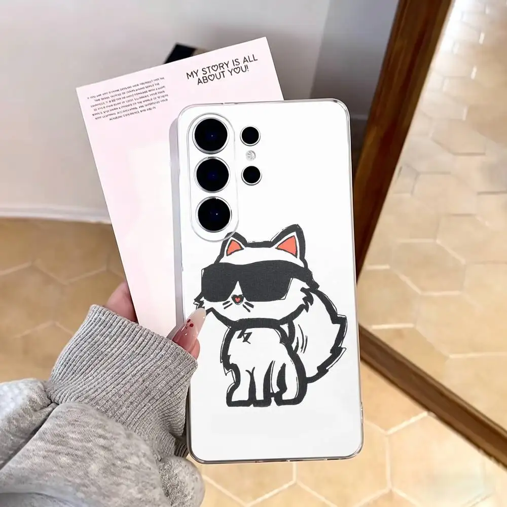 Фото Прозрачный чехол для телефона K-Karls Lagerfelds Cat Gift для Samsung S25, S24, S21, S22, S23, S30, Ultra, S20, Plus, FE, Note, 10, 9, 5G №3