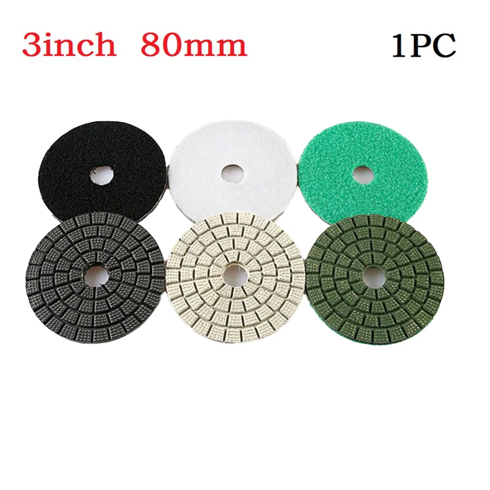 

3inch 80mm Wet Diamond Polishing Pads Flexible Powder&resin Grinding Discs For Granite Glass Plastic Polishing Power Tools Parts