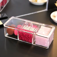 transparent cosmetic storage box makeup organizer three color cotton swab cotton pad storage box desktop acrylic material