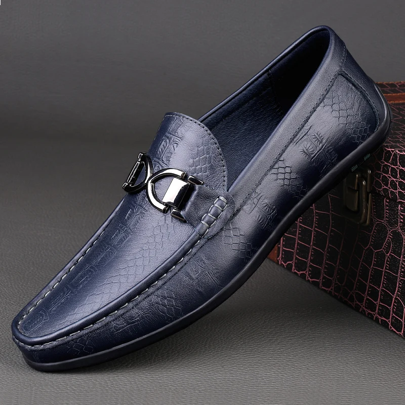 

Crocodile Pattern Mens Casual Shoes Luxury Brand Loafers Genuine Leather Men Driving Shoes Comfy Mocasines Slip-On Walking Shoes