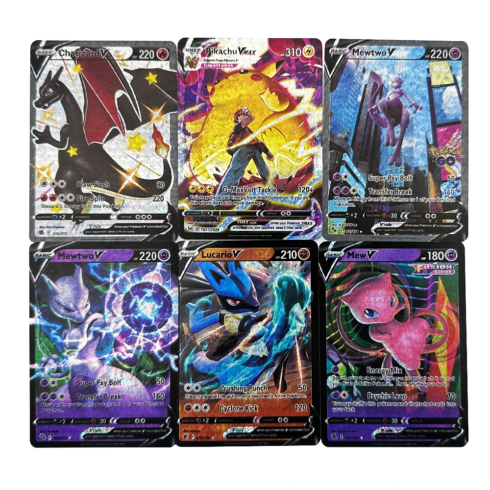 

55pcs Pokemon Diamond Bling Card Arceus GX VMAX VSTAR Pikachu Charizard Mewtwo Play Battle Energy Card Children's Toy Gift