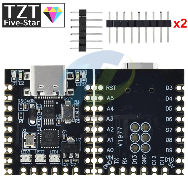 TZT NANO V3.0/Nano SuperMini Type-C макетная плата Atmega328p чип Ch340 последовательный порт для Arduino