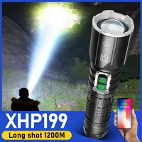 xhp199 powerful led flashlight high power torch lgiht rechargeable tactical flashlight xhp50 hand lantern for camping hunting