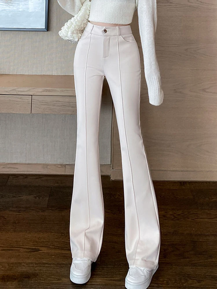 

Простые Модные Облегающие расклешенные брюки с высокой талией 2023, женские повседневные уличные длинные брюки, женские брюки