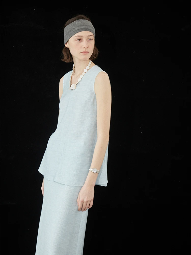 Moofeel French sle Simple Vest Dress Set Women 2024 Summer Sle Matching A Complete Design Sense Two-piece