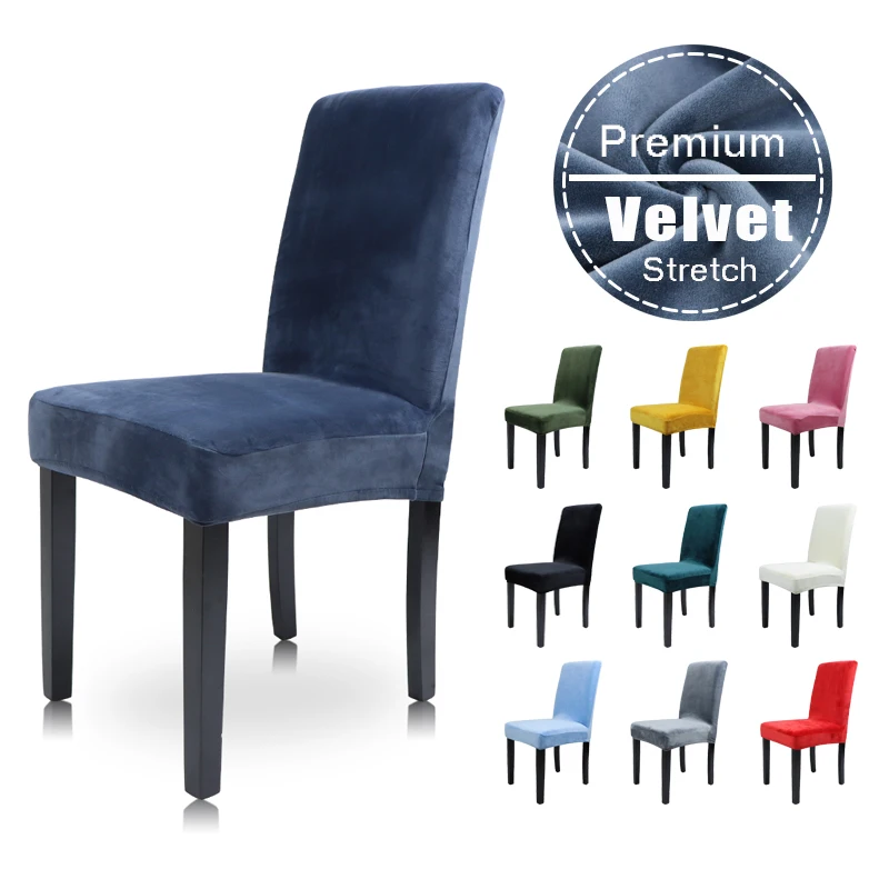 Cover Velvet Stretch Dining Slipcovers Solid Color Spandex P
