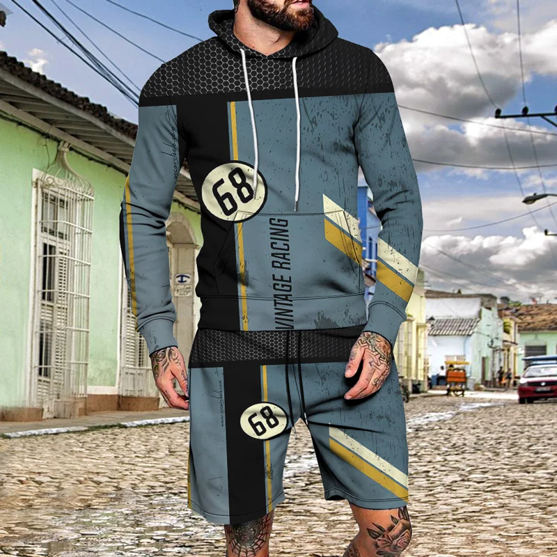 

2022 Spring And Autumn Hoodie + Sports Shorts New Set Personalized Printed Coat And Short Pants 666 Road Sign Series