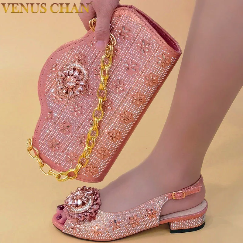

Sandals Woman Summer 2022 Italian Design High Quality Star Rhinestone Butterfly Flower Wedding Ladies Shoes and Bags Matching