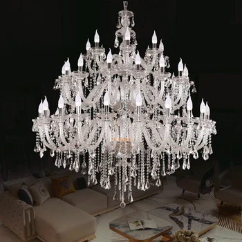 Luxury Large Big Lustre 24/32/36/40/48/56 Lights 2/3/4 Floors Villa Hotel Restaurant Shop Salon Candel Crystal Chandeliers Lamp