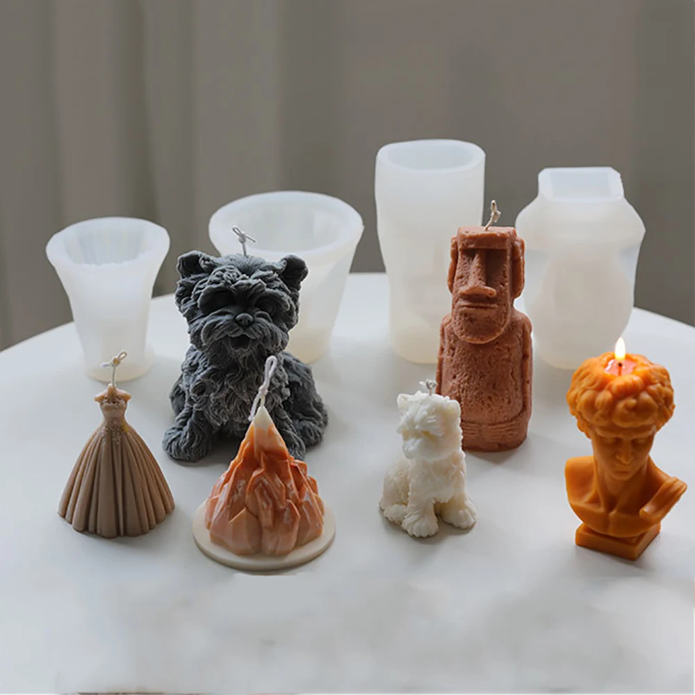 

2022 New Moai Stone Statue Candle Silicone Mold DIY Handmade Soap Gypsum Resin Crafts Making Mould Home Decoration Ornaments